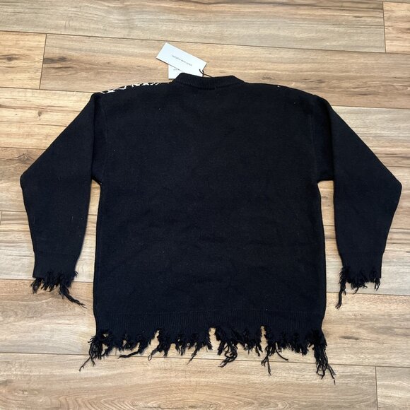 Men's Supermade Knit Sweater SZ XL Black Spider Web Streetwear Frayed NWT - Picture 8 of 8